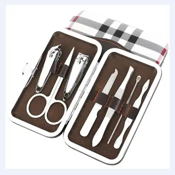 A caixa do couro do conjunto de cortador de unha conjunto de decorar uma manicure ferramentas pode ser personalizada o logotipo do agregado familiar unhas terno