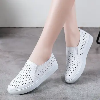 Branco de couro preto flats moda casual mulheres sapatos de 2021 estilo clássico feminino plataforma de flats enfermeira a trabalhar sapatos