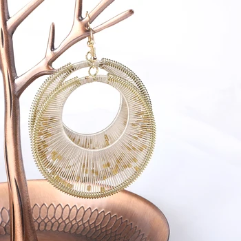 Moda Exagerada Criativo Thread Frisado Textura De Metal Brincos Para A Mulher Geométrica Irregular Brincos Pingente De Ornamentos