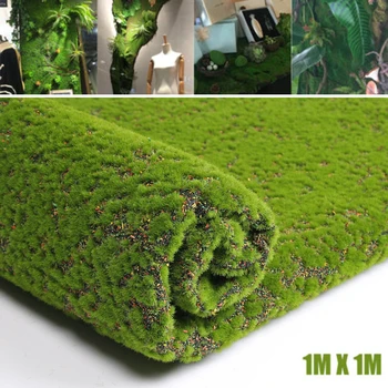Macio Tapete de Musgo Artificial/Falso Falso Moss Grama Casa Pátio Loja de Decoração de 100x100cm