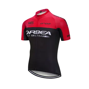 Orbea vermelha de mangas curtas com o suor do absorvente de ciclismo jersey para homens e mulheres de verão de manga curta ciclismo jersey topo