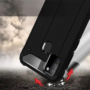 Caso de telefone para Samsung Galaxy A21S Robusto Acessórios Protetores à prova de Choque Híbrido Design de Dupla Camada Dura um 21 21 s scover caso