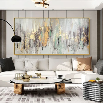 Resumo de Ouro Textura Artesanal Pinturas a Óleo Sobre Tela Para Casa, Sala de estar, Varanda Quarto Mural de Grandes dimensões, Pintura Decorativa