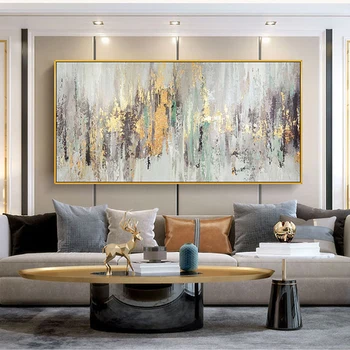 Resumo de Ouro Textura Artesanal Pinturas a Óleo Sobre Tela Para Casa, Sala de estar, Varanda Quarto Mural de Grandes dimensões, Pintura Decorativa