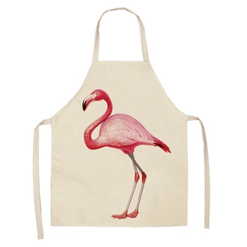 1 peça de cozinha familiar flamingo padrão de folha de roupa de cama de algodão avental de cozinha de torrefacção de café de limpeza avental acessórios