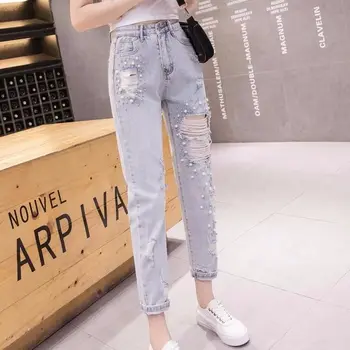2020 Novas Outono Mulheres Elástico De Cintura Alta Jeans Skinny, Calças De Moda De Bolso Causal Slim Coreano Stretch Denim, Calças De E424