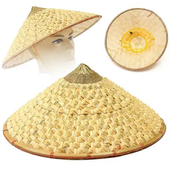 Vietnã, Japão Coolie De Palha De Bambu Cone Feito A Mão Chapéu De Sol Viseira Jardim Agricultor Pesca