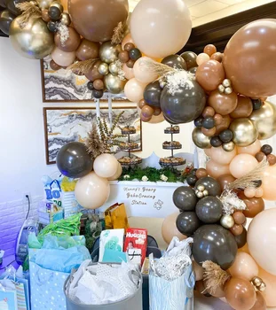 102pcs/monte Marrom Café Balões Arco do Kit a Cor da Pele de Látex Guirlanda de Balões de Chuveiro do Bebê Suprimentos pano de Fundo a Festa de Casamento Decoração