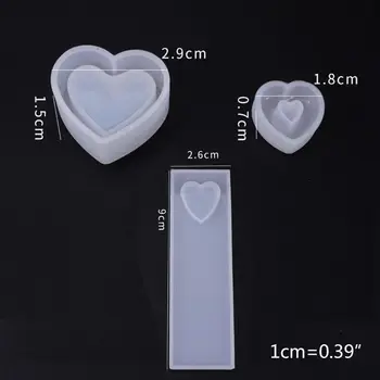 Cristal de Resina Epóxi Molde em Forma de Coração de Caixa Oca Pingente Marcador com Moldes de Silicone R2LE