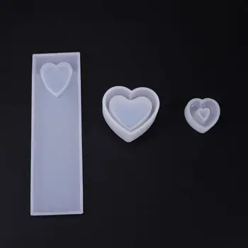 Cristal de Resina Epóxi Molde em Forma de Coração de Caixa Oca Pingente Marcador com Moldes de Silicone R2LE