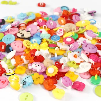 20g de Cerca de 100 Rodada Misto de Cores de Botões de Plástico DIY Artesanato Roupas infantis, Acessórios de Costura Criativa Cartoon Botões