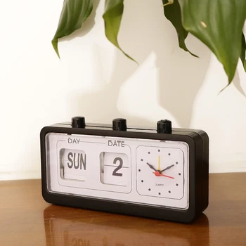 Retro Flip Relógio Despertador na Mesa de trabalho ao Lado do Relógio com Display de Calendário Casa Decoração do Quarto de crianças, Crianças Presentes