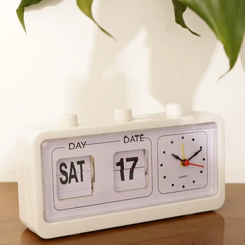 Retro Flip Relógio Despertador na Mesa de trabalho ao Lado do Relógio com Display de Calendário Casa Decoração do Quarto de crianças, Crianças Presentes