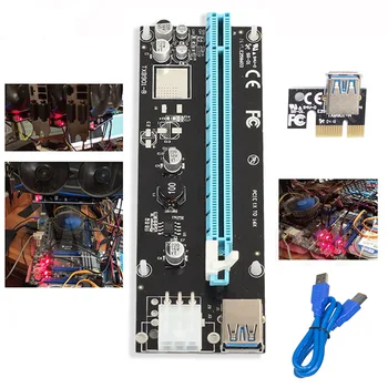 Mini PCIe para PCIe Riser Extender PCI Express 1x a 16x Gráficos Adaptador de Cartão de 60cm USB 3.0, SATA de 6 Pinos Cabo de Alimentação para BTC Mineiro
