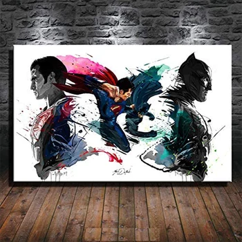 Vingadores Superman VS Batman Tela de Pintura super-Herói da Marvel Cartaz e Gravura Arte de Parede de Impressão Lona de Decoração de Casa de Menino de Presente