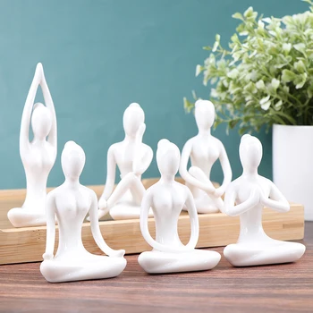 6 Estilos De Arte Abstrata Cerâmica Poses De Ioga Estatueta De Porcelana Yoga Figura De Mulher Estátua Home Estúdio De Yoga Decoração Enfeite