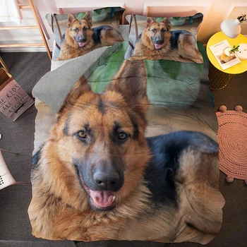 Euro Tamanho do Cão de Estimação Conjunto de roupa de Cama Pastor alemão Animal de Capa de Edredão 2/3pcs roupa de cama Fronha Colcha Cobertor Cobre
