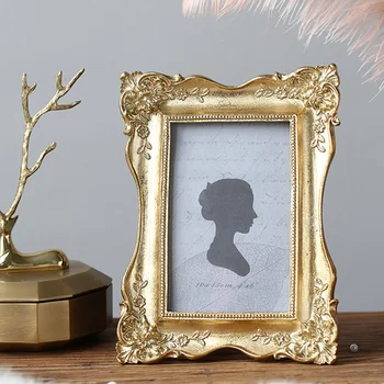 Retro do Frame da Foto do Vintage Resina moldura de imagem de estilo Europeu, Dourada Lace decoração criativa ornamento 6inch Branco/Rosa/Ouro/Verde