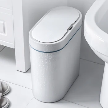 Sensor Inteligente Lata De Lixo Eletrônico Automático Família Wc, Casa De Banho Impermeável Estreito De Costura Sensor Bin