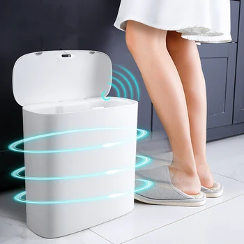Sensor Inteligente Lata De Lixo Eletrônico Automático Família Wc, Casa De Banho Impermeável Estreito De Costura Sensor Bin