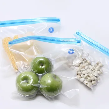 Alimentos de Ar Comprimido Vácuo Saco Organizador de Cozinha a Vácuo Saco Reutilizável congelador em sacos Transparentes e Lacrados de Cozinha, Sacos de armazenamento