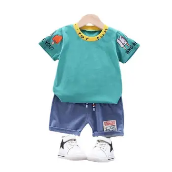 Nova Verão do Bebê Roupa de Meninos Atender Crianças de Meninas de Moda de T-Shirt, Shorts 2Pcs/Define Criança Casual Traje de Roupas de Crianças Trainings