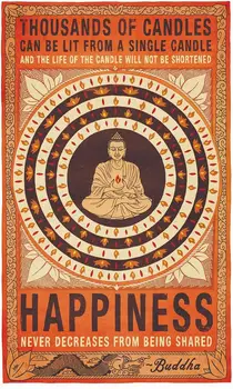 Milhares De Velas, FELICIDADE Budista Citações Motivacionais Arte de Impressão de Seda Cartaz Decoração Home da Parede 24x36inch