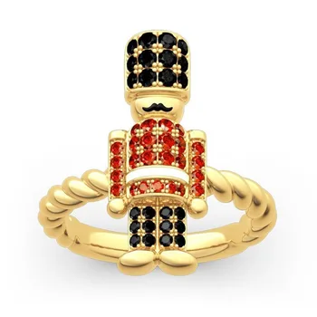 Novo Design Britânica Royal Guard Inspiração Sir Barba, Vermelho/Preto Cristal Broca Zircão Festa de Casamento Anel para as Mulheres de Jóias de Casamento