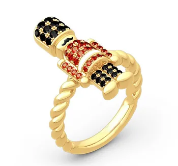 Novo Design Britânica Royal Guard Inspiração Sir Barba, Vermelho/Preto Cristal Broca Zircão Festa de Casamento Anel para as Mulheres de Jóias de Casamento