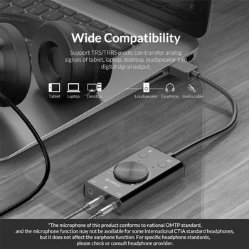 Computador Virtual 3D, Canal de Microfone Portátil Fone de ouvido Estéreo de Áudio USB Placa de Som Externa Adaptador Preto Profissionais de alto-Falante de PC