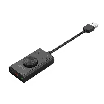 Computador Virtual 3D, Canal de Microfone Portátil Fone de ouvido Estéreo de Áudio USB Placa de Som Externa Adaptador Preto Profissionais de alto-Falante de PC