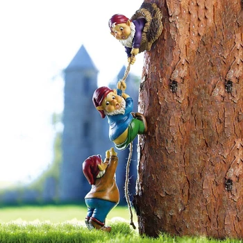 Escalada Gnomos Tree Hugger De Decoração De Jardim Anão Árvore De Escalada De Escultura Ao Ar Livre Varanda Resina Elf Estátua Pátio Da Decoração Da Arte