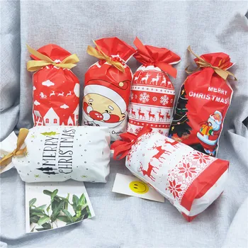 10pcs Feliz Natal Decorações para a Casa de Papai Noel Árvore de Natal de Sacos para Embalagem de Sacos de Doces de Natal Natal 2021 Decoração de Casa