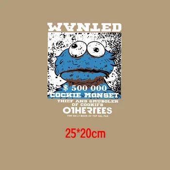 Multa de Sesame Street Ferro na Transferência de Calor de desenhos animados Anime Cookie Monster Patches para Roupas Bert Ornamentos Listras Adesivos