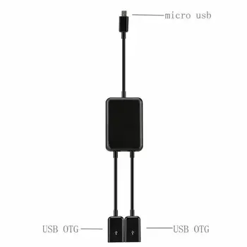 Micro USB para 2 OTG Porta Dupla de HUB Cabo Y Divisor Micro-USB, Teclado, Mouse Conversor de Android Para Tablet Adaptador de Telefone USB2. Z7K9
