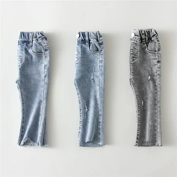 Meninas de moda de Calças Jeans Boot Cut Calça Para Bebê Meninas de calças de Brim de Crianças Calças Para 1-6Y Criança de Brim de Crianças Roupas de Menina