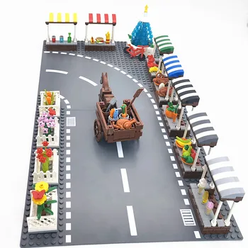 Compatível Rua da Cidade de Blocos de Construção Loja de BRICOLAGE Brinquedos para Crianças Meninas MOC Clássico Construção de Tijolos Cavalo Estrada Baseplates