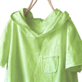 Mulheres de Verão T-shirt de Manga Curta com Capuz Rasgado Buraco Girafa Frouxo Capuz Blusa para a Vida Diária Femme Camiseta T Plus Size 2021