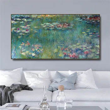 Claude Monet Arte da Lona da Pintura Waterlilies Nympheas Lírio de Água Arte de Parede de Pôsteres e Impressões de Fotos de Decoração de Sala de estar