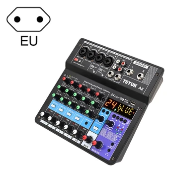 Digital Mini Microfone de Som Mixer de Placa de Som Karaoke Mixer Profissional 6 Canais -Estúdio de Mistura T84C