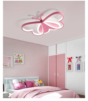 Borboleta de teto do DIODO emissor de luz para meninos e meninas, moderna luminária de teto com criativo desenho de borboleta