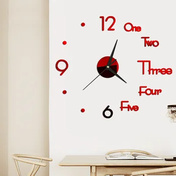 3D DIY Grande Relógio de Parede Design Moderno, Silencioso Adesivo de Parede Relógio Espelho Acrílico Auto-Adesiva, Relógios de Parede de Sala de estar Decoração de Casa