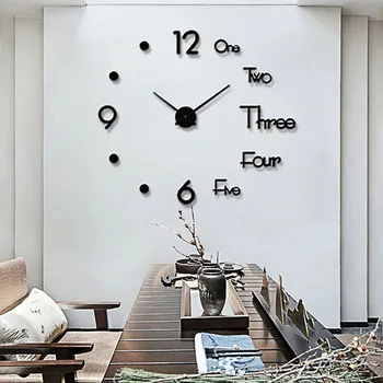 3D DIY Grande Relógio de Parede Design Moderno, Silencioso Adesivo de Parede Relógio Espelho Acrílico Auto-Adesiva, Relógios de Parede de Sala de estar Decoração de Casa