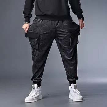 Outono inverno de esportes dos homens de calças de bolsos de calças de moletom Camuflagem tamanho grande 6XL 7XL 5XL lápis, calças soltas Trecho simples calças de 130KG