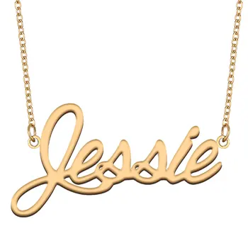 Jessie Nome de Colar para as Mulheres, a Jóia de Aço Inoxidável Banhado a Ouro 18k Pingente Placa de identificação Femme Mãe, Namorada de Presente