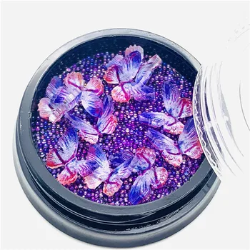 1Set 3D Colorido Charme Borboleta Strass Arte do Prego da Decoração da Pixie Enfeites de Bolas de Vidro Micro Esferas de Cristal DIY Manicure AB