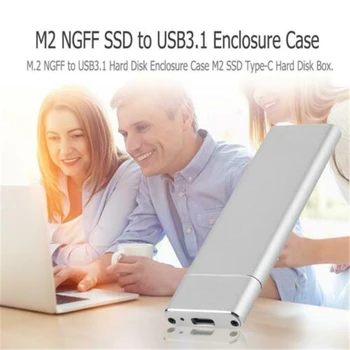 M. 2 NGFF para USB-C do Disco Rígido Compartimento Caso de disco Rígido SSD Caixa de USB Tipo-C USB 3.1 NVME PCIE HDD Para 2230/2242/2260/2280