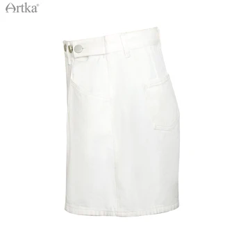 ARTKA 2021 Verão das Mulheres Shorts de Algodão de Moda Ajustável Cintura Alta A Linha de Shorts Ocasionais Solta Calções Brancos KN25019X