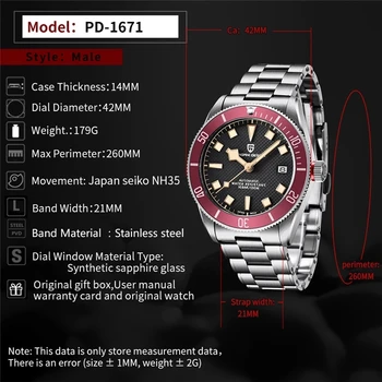 NOVO PAGANI DESIGN Homens Relógios de Marca Top de Luxo Sport Watch Mens NH35 relógio de Pulso de Aço Inoxidável montre homme automatique 1671