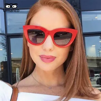 Umanco Mulheres de Moda, Óculos estilo Olho de Gato para 2018 Nova Marca de Design em Plástico Óculos de Sol Retrô Preto/Vermelho/Azul/Roxo Tons de Óculos